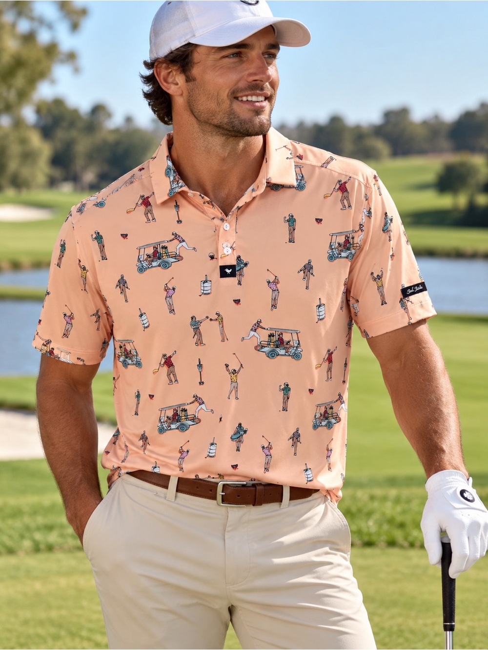 Bad Birdie Golf Polo with Playful Golfers Print Shenanigans ⛳️ XL